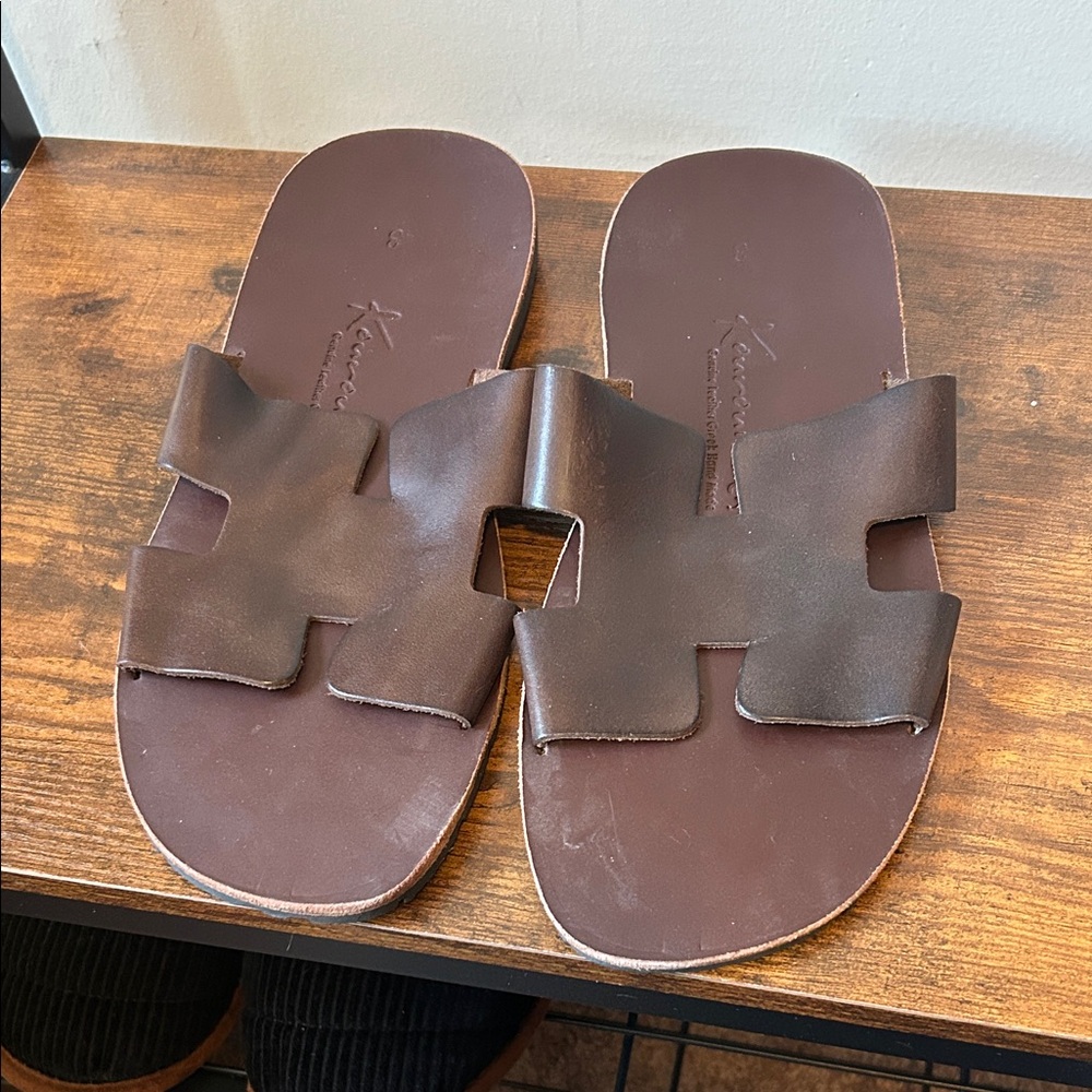 Men's Casual Brown Leather Sandals